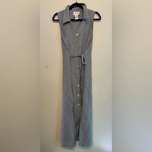 Vintage 90s/Y2K Pellini Blue Striped Midi Dress Size 10